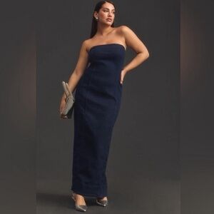 Anthropologie Pilcro Strapless Slim Denim Fitted Midi Dress